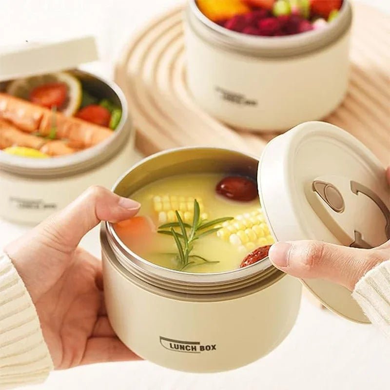 Portable Insulated Food Lunch Container Set with Thermal Lunch Box 3 Separate Stackable Lunch Container for Adult Kids - CheffyCorner