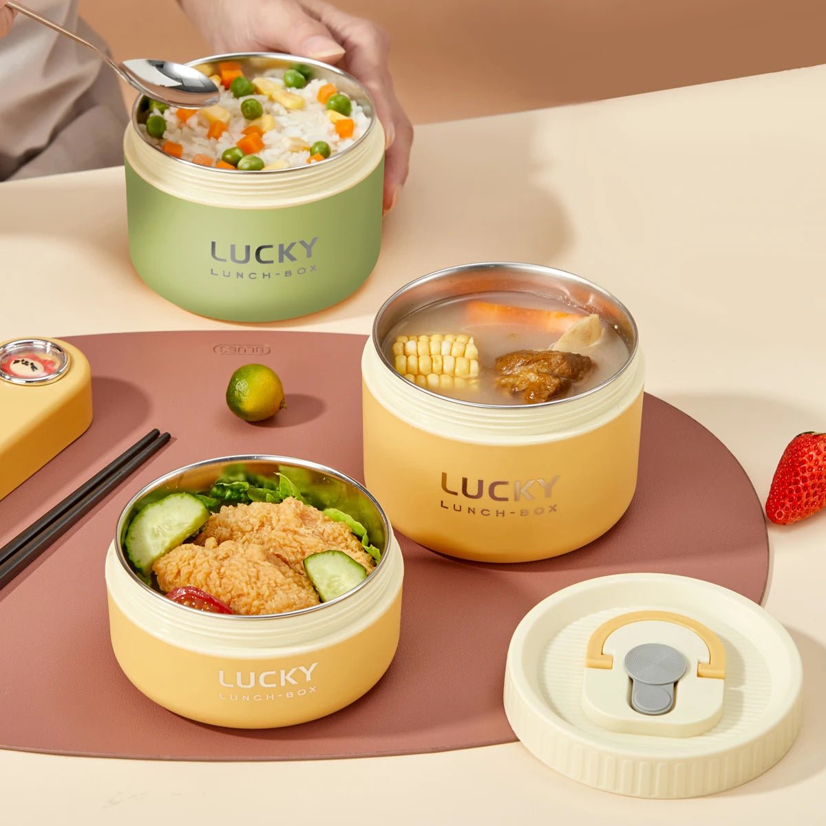 Portable Sealed Thermal Lunch Box for Kids Stackable Microwave 304 Stainless Steel Bento Box Insulated Food Container - CheffyCorner