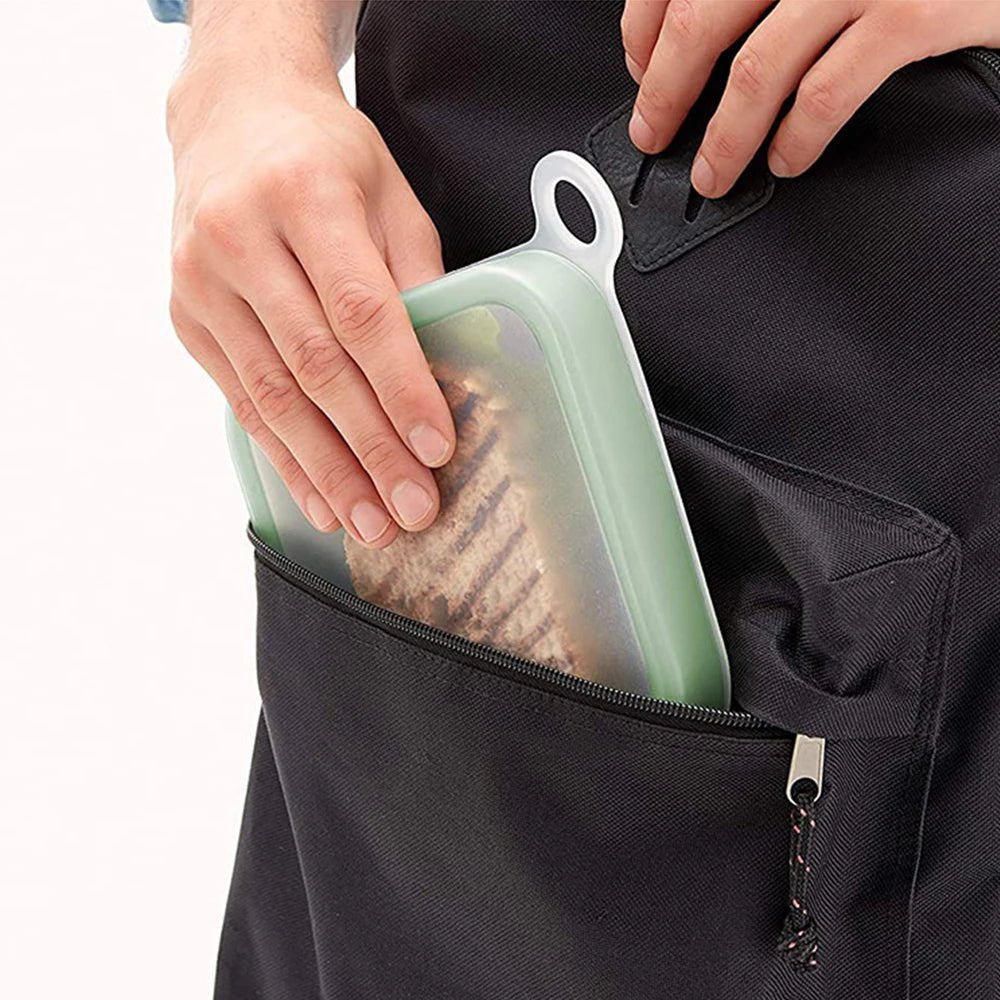 Portable Silicone Sandwich Toast Bento Box with Handle Food Container Snack Box Student Office Worker Lunch Box - CheffyCorner