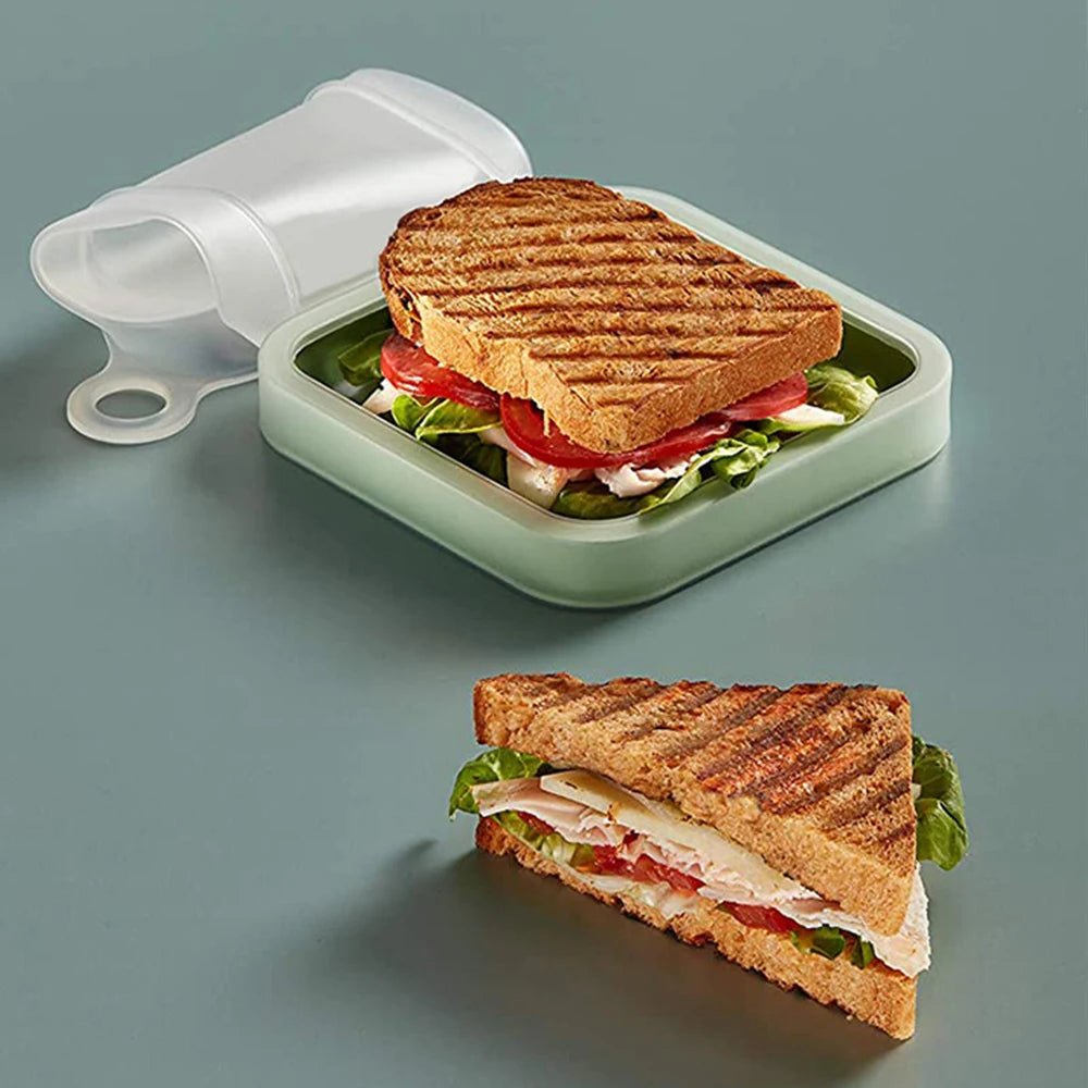 Portable Silicone Sandwich Toast Bento Box with Handle Food Container Snack Box Student Office Worker Lunch Box - CheffyCorner