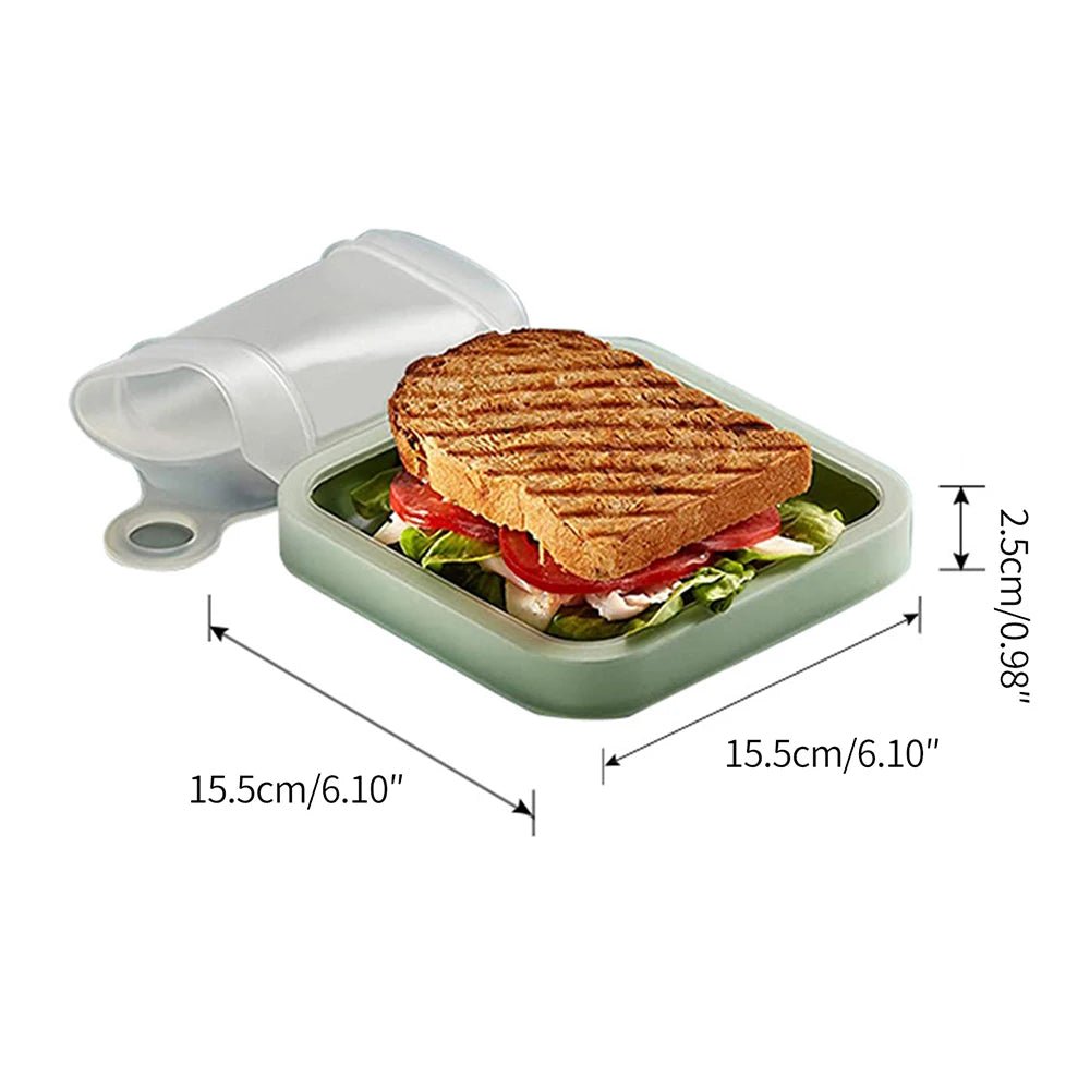 Portable Silicone Sandwich Toast Bento Box with Handle Food Container Snack Box Student Office Worker Lunch Box - CheffyCorner