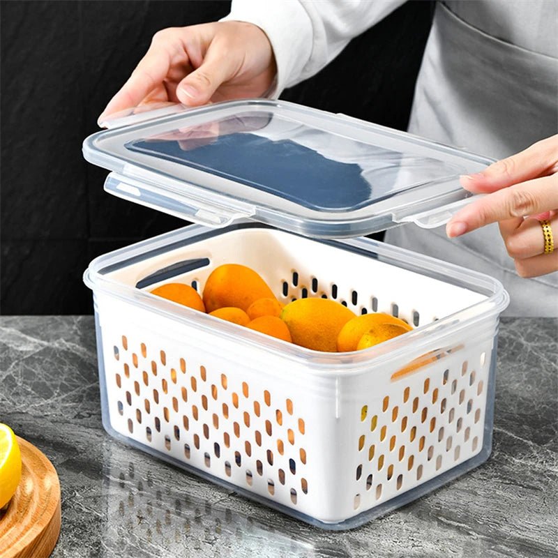 Refrigerator Storage Box Fridge Organizer Fresh Vegetable Fruit Boxes Drain Basket Storage Containers Pantry Kitchen Organizer - CheffyCorner