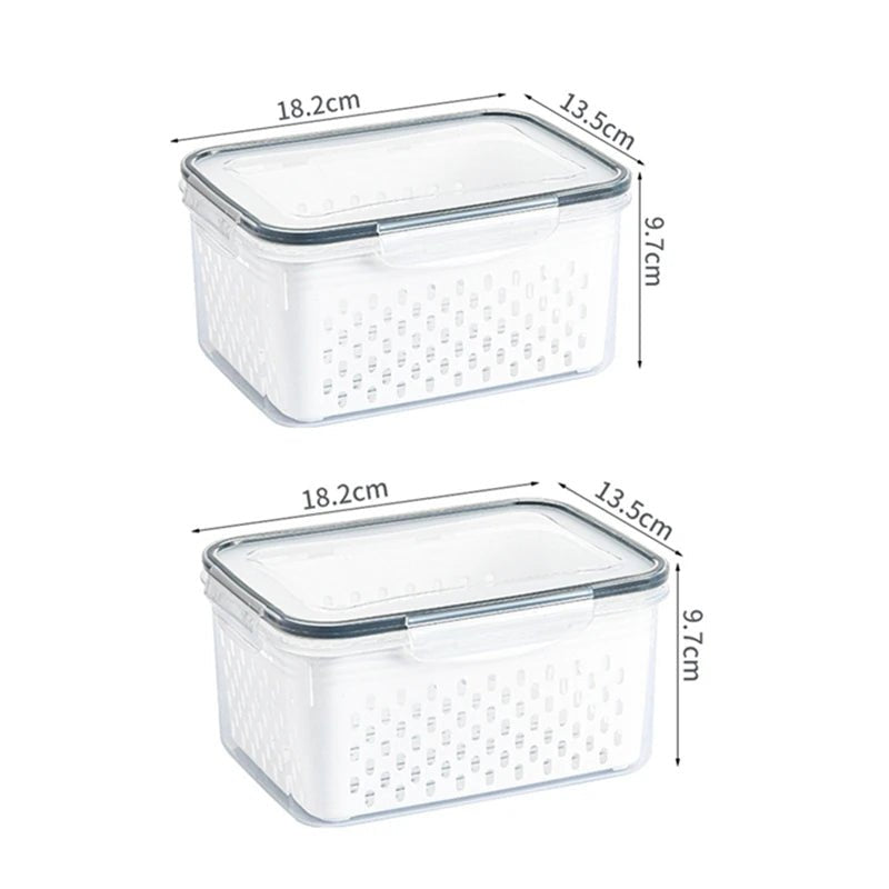 Refrigerator Storage Box Fridge Organizer Fresh Vegetable Fruit Boxes Drain Basket Storage Containers Pantry Kitchen Organizer - CheffyCorner