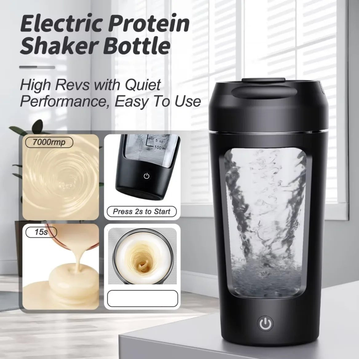 USB Electric Portable Whey Protein Shaker bottle | Rechargeable Gym BA Free Cocktail Blend - CheffyCorner