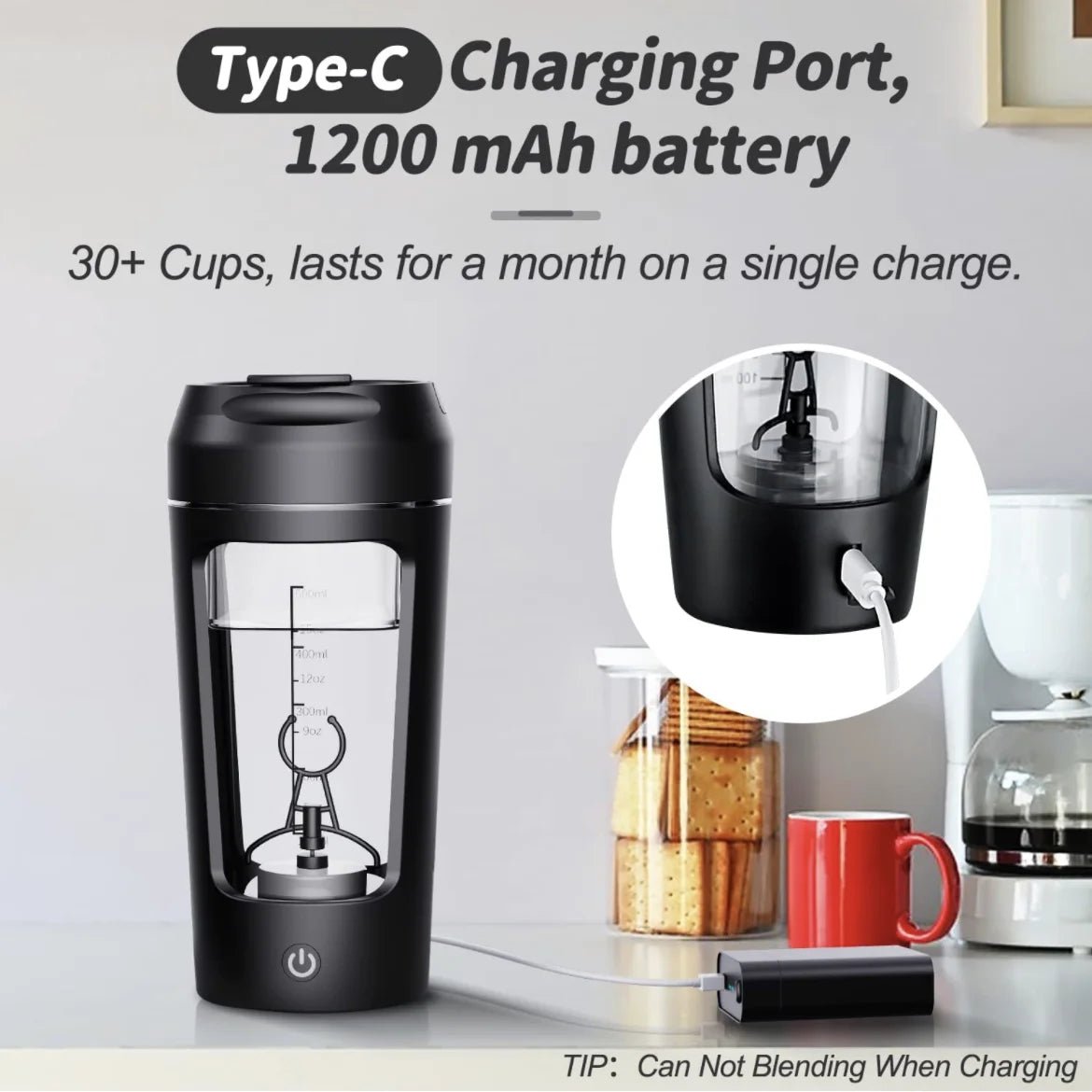 USB Electric Portable Whey Protein Shaker bottle | Rechargeable Gym BA Free Cocktail Blend - CheffyCorner